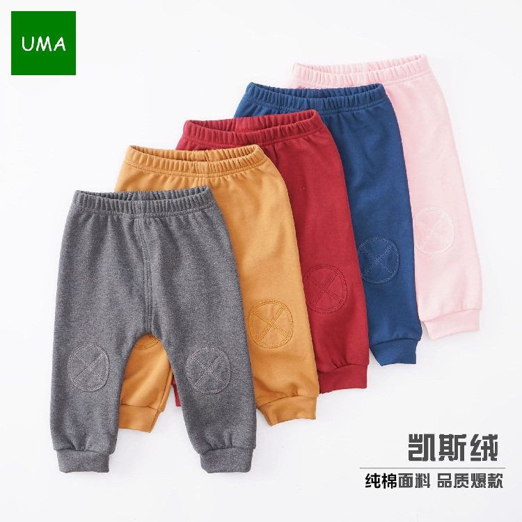 High quality spring and autumn boys and girls baby pure cotton thin velvet harem pants big butt pants can be opened