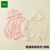 20 spring and summer boys and girls thin printed cotton skin coat breathable outdoor zipper cap
