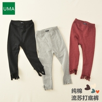 Childrens New Spring girls pure color 1 flux cotton 2 pure cotton skin elasticity 3 outside wearing bottle pants