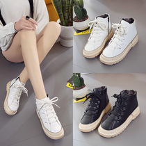 2021 autumn new women's shoes British retro Joker Martins female students flat bottom side zipper big head short boots