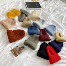 ins学生百搭纯色针织毛线帽子
