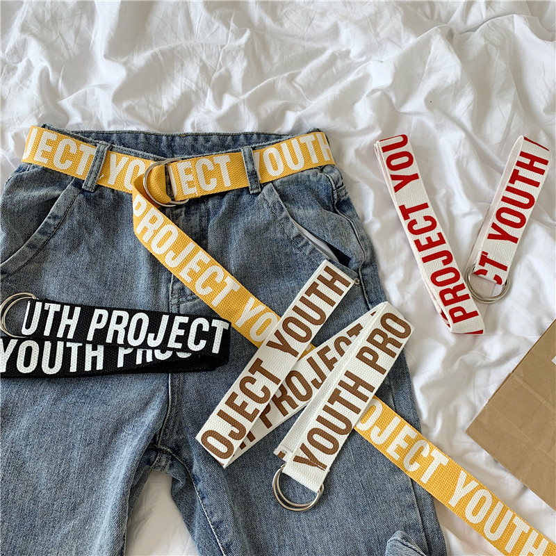 South Korea's new BF sail cloth belt bicycled buckle student teenagers belt English pants with male and female universal 100 lap