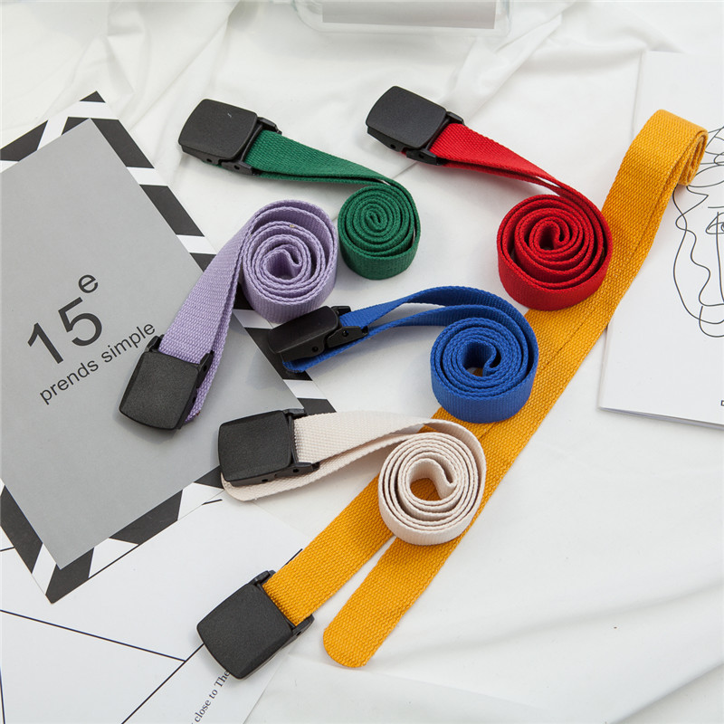 Super-fire plastic black buckle canvas pure belt Korean in wind allergy student military training adjustable belt