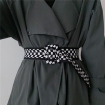 Black Cloth Girdle Women Fashion Zebra Checkerboard G 100 Matching Suit Great Coat Windsuit Cashew Waist Seal External Hitch