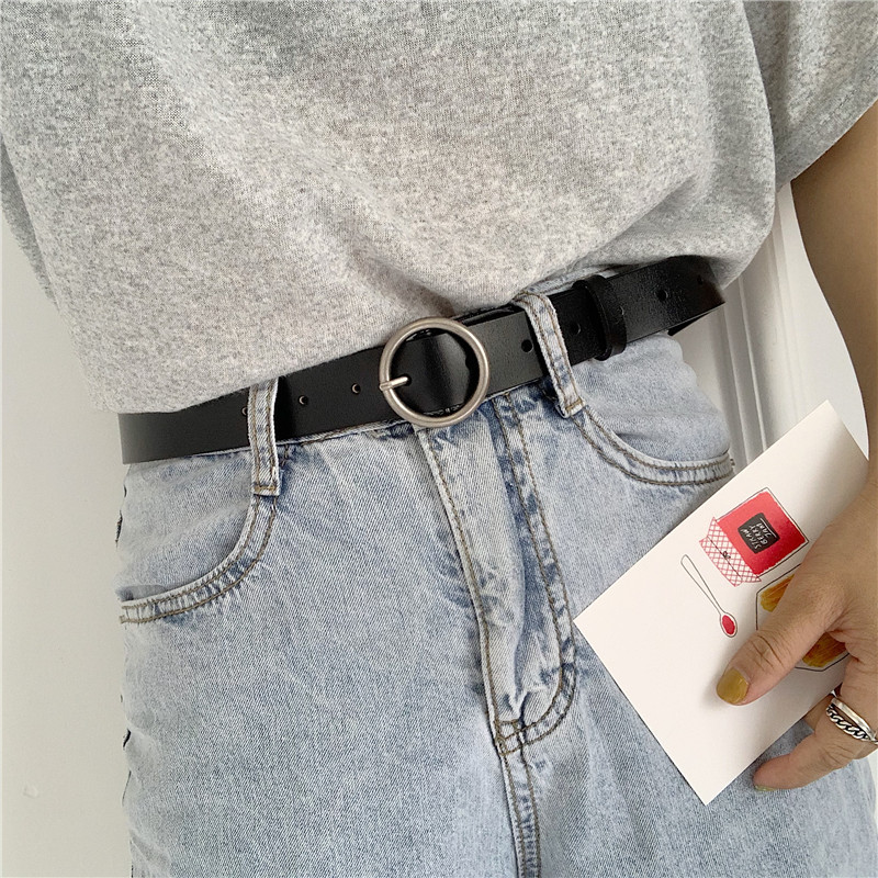 Cowhide Soft Leather Belt Chic Belt Women's Genuine Leather Simple Versatile Black with Jeans Korean Men