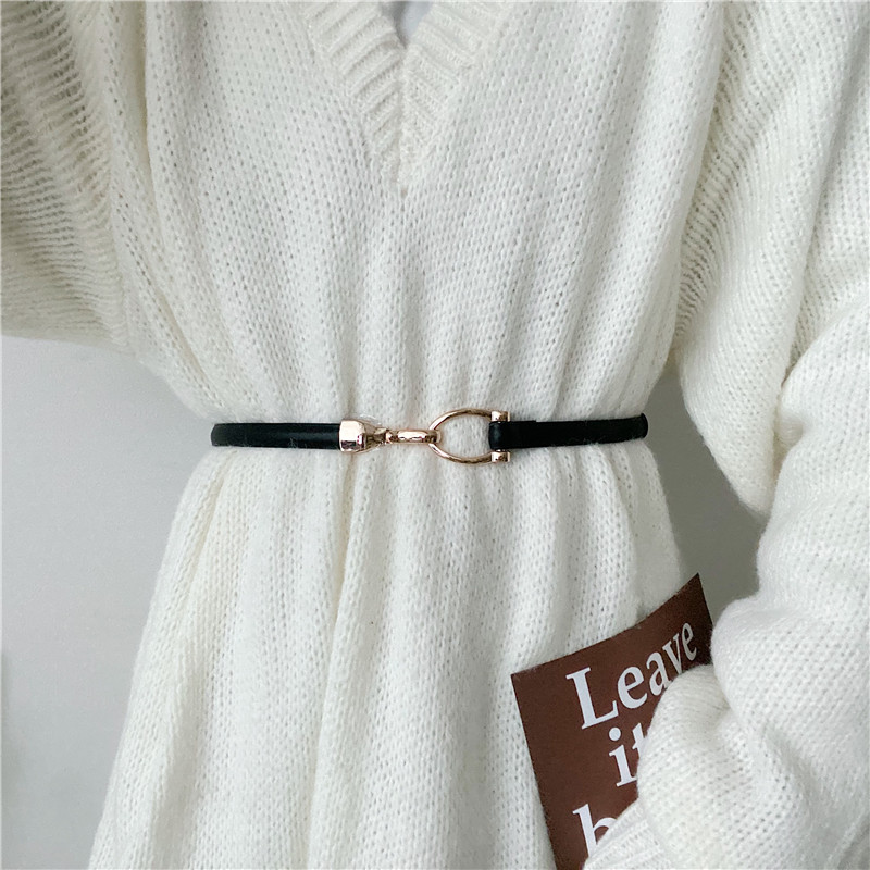 Retro leather belt women's ins style fashion all-match temperament with sweater suit coat waist waist and girdle thin