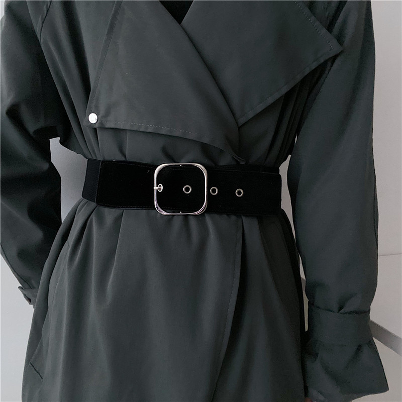 Velvet Elastic Belt Women's Fashion Matching Suit Coat Windbreaker Slim Waist Wear Elastic Girdle Wide Decoration