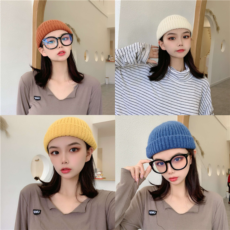 South Korea Ins short knitted wool line hat children watermelon cap melon leather hat street dance hat men's ruffes cold hat autumn and winter tide