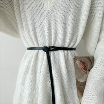 Leather knotted belt female European and American fashion decoration with suit coat skirt ins style waist with thin girdle