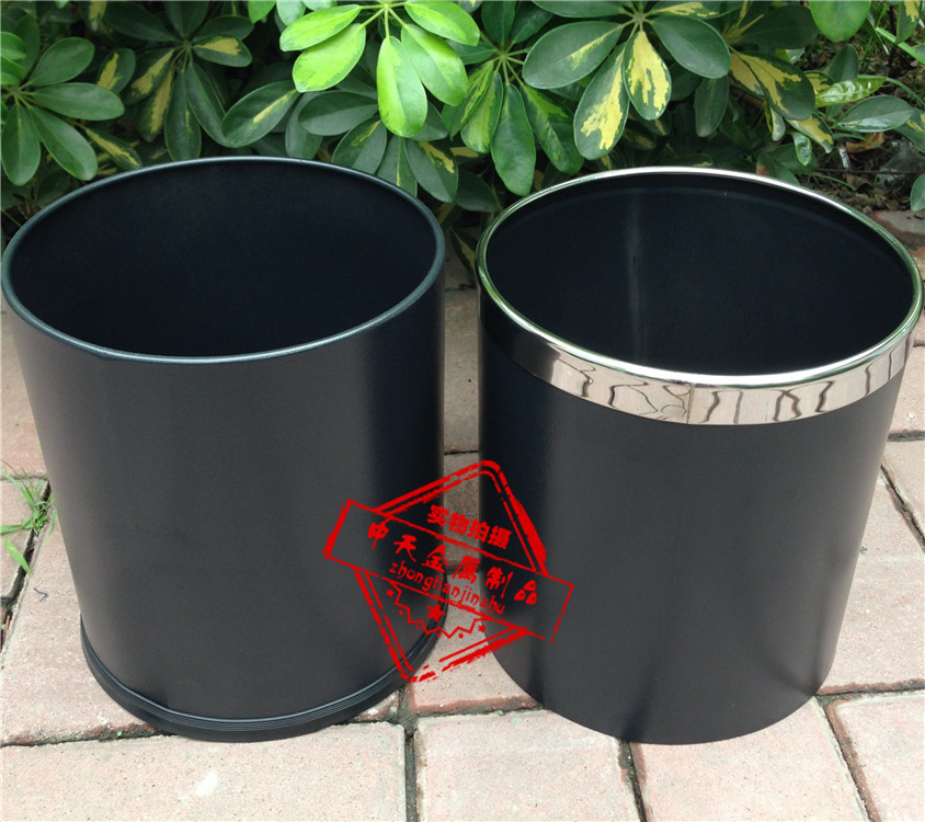 Black Baking Varnish Trash Can Hotel Room Bucket Round Trash Cans Fire Bucket