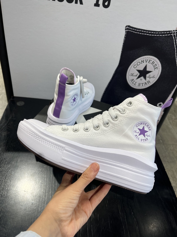 Converse Lace-Up All Star Cloud Platform Thick-Soled Color-Block High-Top Canvas Shoes for Children A03667C