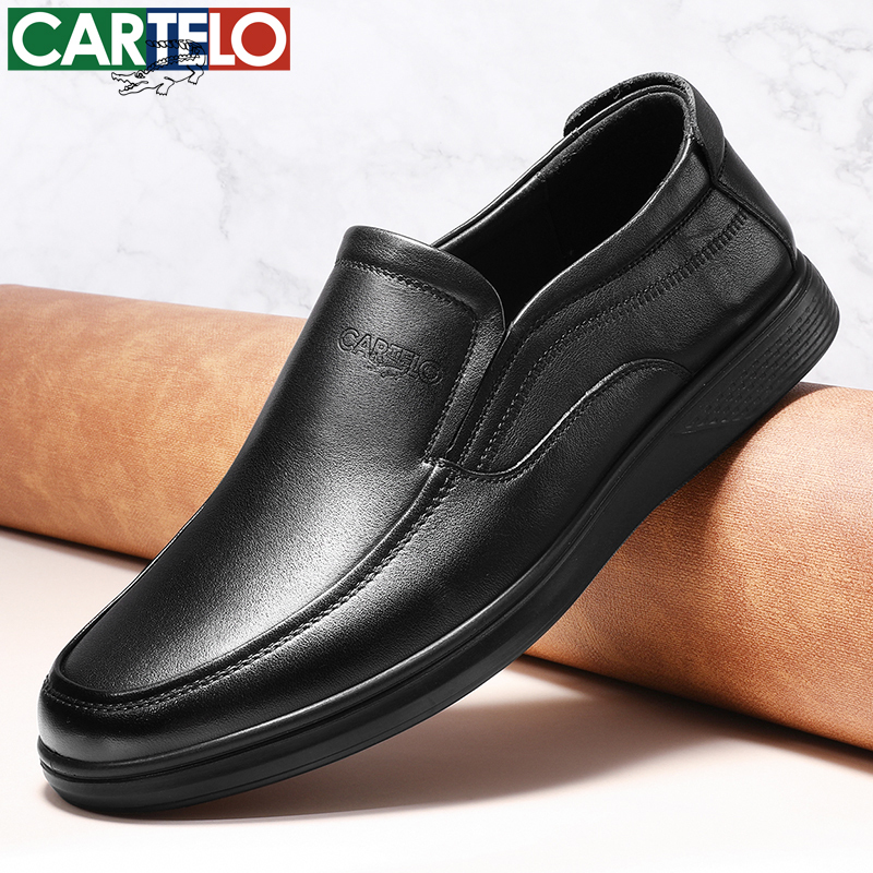 Cardile Crocodile Men's Height-Increasing Leather Shoes, First Layer Cowhide Slip-On Driving Shoes, Business Formal Shoes for Middle-Aged Dads