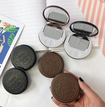 Creative ins Cute Oreo chocolate chip cookie mirror Portable portable mirror Mini folding makeup mirror props