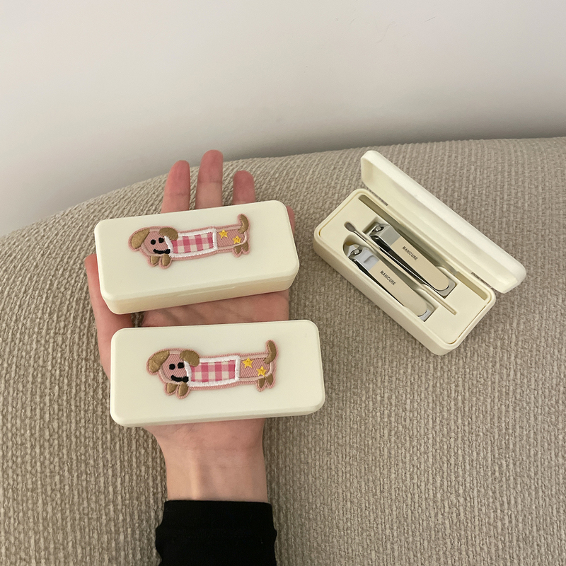 Set of 4 Nail Clippers with Anti-Splash Design, Ear Pick, Cute, High-End, Portable Household Oblique-Nose Pliers, Pedicure Tools