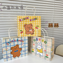 Korean ins Wind girl heart cute bear paper bag carry shopping bag cartoon gift gift bag props