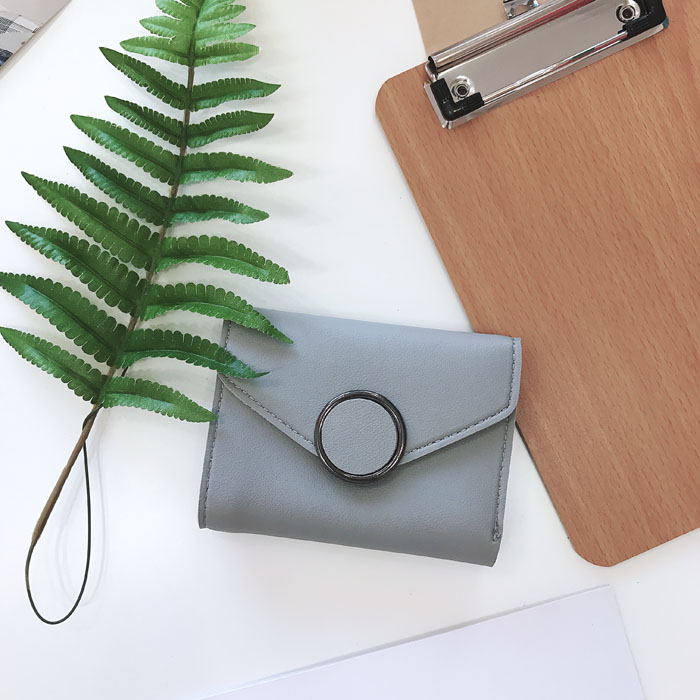 Hàn Quốc chic gió retro ví vuông vuông màu đơn giản ví ngắn Phiên bản tiếng Hàn của gói thẻ sinh viên clutch nữ