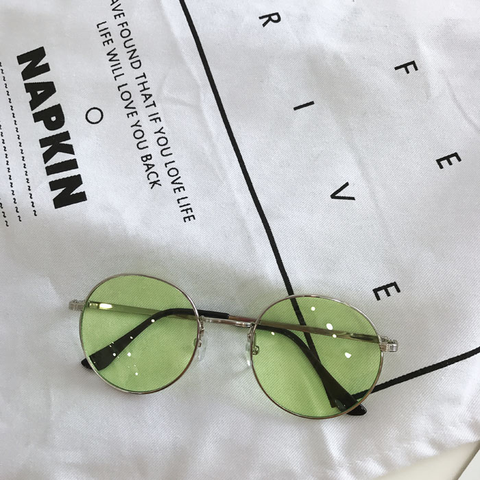 Cô gái Nhật Bản và Hàn Quốc mềm chị em ống kính tròn kính râm kính râm kim loại retro nghệ thuật nhỏ gương tươi phẳng kính mát nam