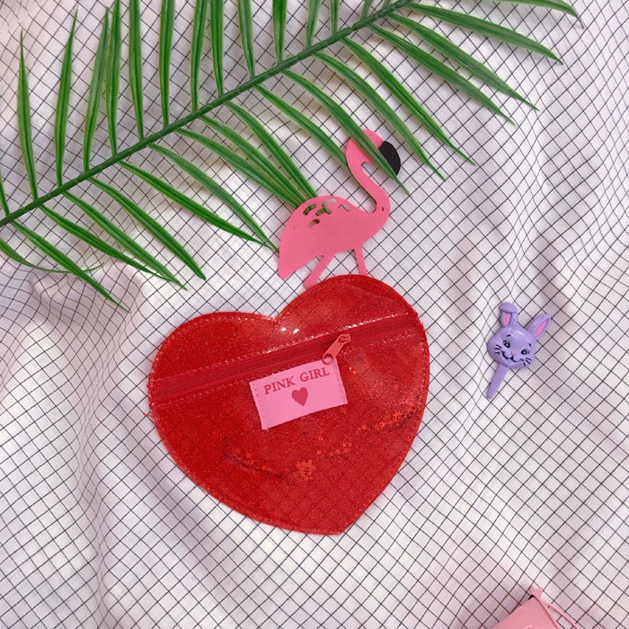 Tùy chỉnh cô gái Nhật lấp lánh bling thẻ túi nhỏ ví mềm em gái màu hồng tình yêu gói trái tim gói xu nhỏ túi - Chủ thẻ