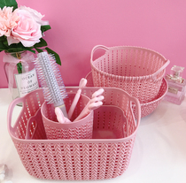Pink cute girl heart woven simple desktop storage basket Cosmetics sundries finishing storage basket props ornaments