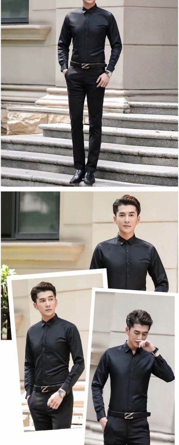 Anh em phù hợp với chú rể áo sơ mi trắng dài tay nam mùa thu áo cưới chú rể áo mỏng phần kinh doanh chuyên nghiệp áo sơ mi lụa nam