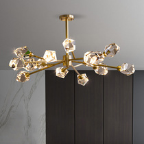 Nordic living room all-copper molecular crystal lamp post-modern minimalist bedroom chandelier light luxury restaurant all-copper lamps