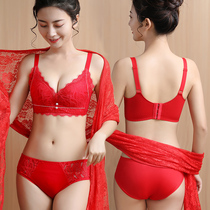 Big Red year underwear womens suit is a cow wedding bride small breasts gathered without steel ring thin underwear bra