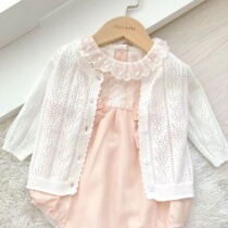 Baby hollowed-out thin section pure cotton air conditioning cardiovert Summer small girl sunscreen baby knit cardiovert sweater jacket