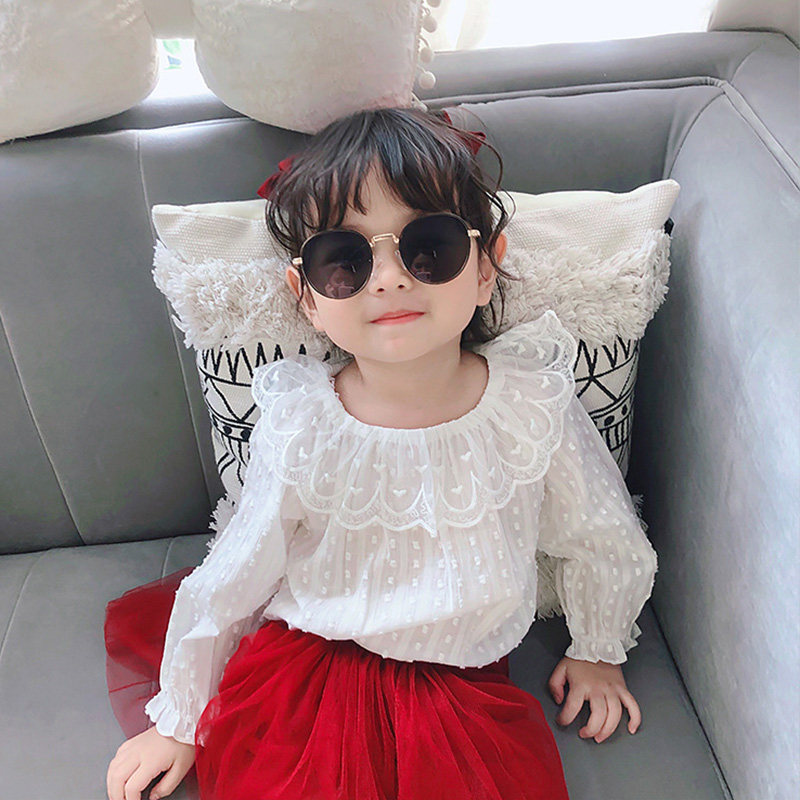 Girls' bottoming shirt baby white Korean version of foreign style tops children's shirts long-sleeved spring and autumn doll shirts summer thin section
