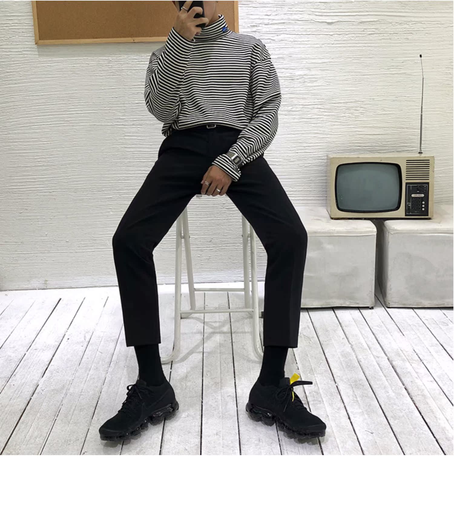 CL19 ins quần siêu cháy quần âu nam chín quần thẳng Hàn Quốc lưới đỏ thon chín quần nam - 3/4 Jeans quần short thun nam