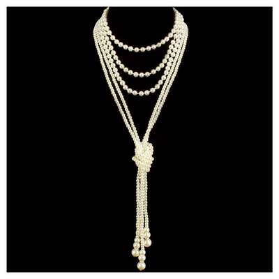 Jewelry: Pearl necklace, retro banquet sweater chain, European and American decoration, personalized long, internet-famous sweater chain for ladies