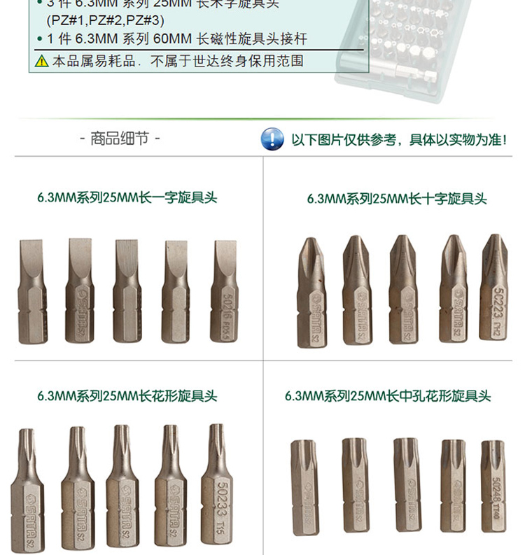 Bộ dụng cụ tuốc nơ vít / bộ điều khiển bằng điện / khí nén 6.3MM của Bộ dụng cụ Shida Bộ đầu lô 1/4