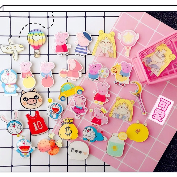 Đầy đủ 9,9 nhân dân tệ Nhật Bản Harajuku phong cách phim hoạt hình acrylic trâm dễ thương cô gái xinh đẹp huy hiệu huy hiệu pin huy hiệu đảng cài áo