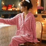 Демисезонная коралловая бархатная флисовая пижама, удерживающий тепло фланелевый осенний зимний комплект, увеличенная толщина