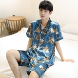 Летняя пижама, шелковые шорты, комплект, короткий рукав, большой размер