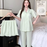 Топ с чашечками, летняя пижама, штаны, комплект, короткий рукав, 3 предмета