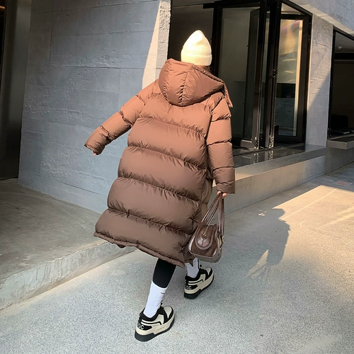 yuuue Длинный зимний пуховик, ретро утепленная бархатная куртка, 2023, в американском стиле, утиный пух