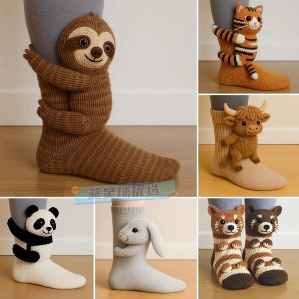 New Quirky Animal Socks, Christmas Knitted Floor Socks, Warm Socks, Cute Autumn and Winter Floor Socks