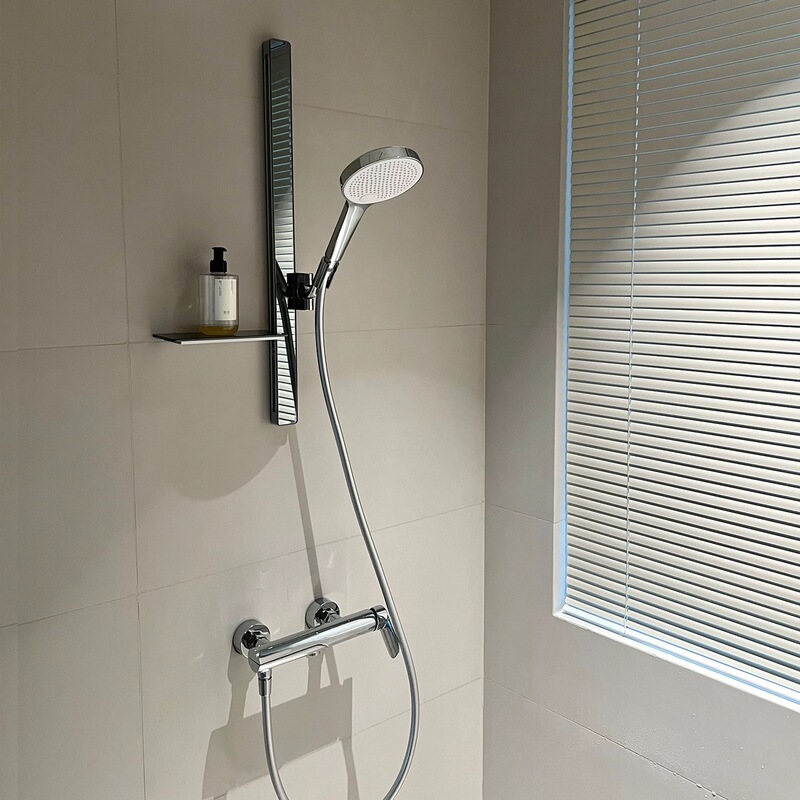 Minimalist Silver Showerhead Without Top Spray, Simple Copper Magnetic Showerhead for Small Apartments, Brushed Nickel Showerhead, Brushed Silver Mixing Valve