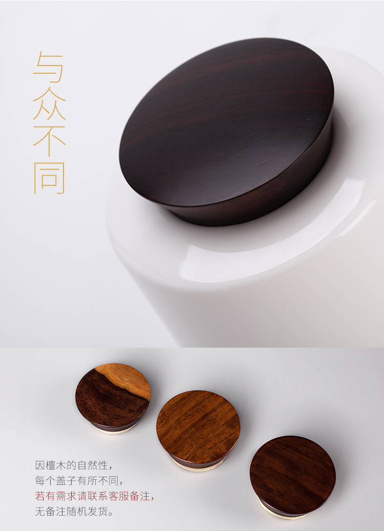 White porcelain ceramic seal caddy fixings receives fresh tea boxes portable travel wooden cover small jar tea boxes