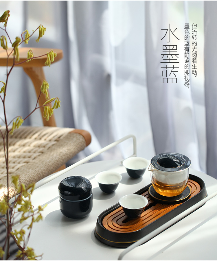 The Wu family travel lane crack cup creative small suit portable ceramic kung fu tea glass teapot