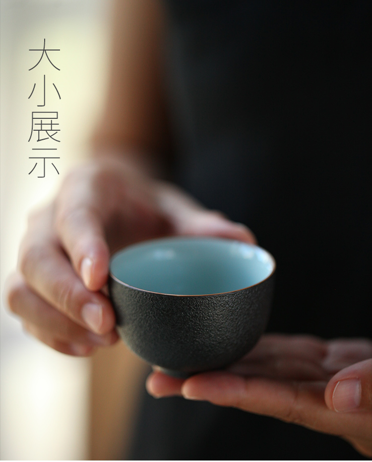 The Wu family fang kung fu tea cup single CPU master cup ceramic sample tea cup Japanese small cup coarse pottery bowl with restoring ancient ways