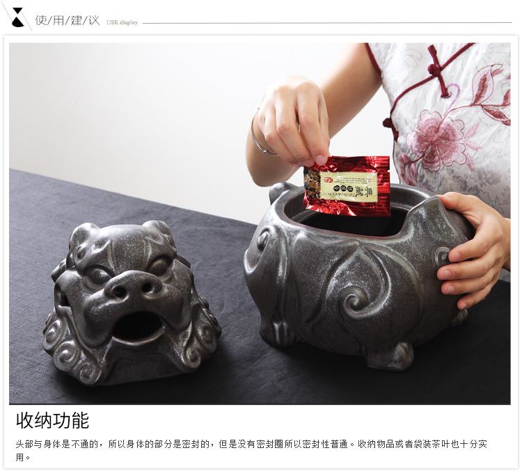 The Wu family fang benevolent the mythical wild animal large ceramic tea pot home furnishing articles gifts ornaments handicrafts