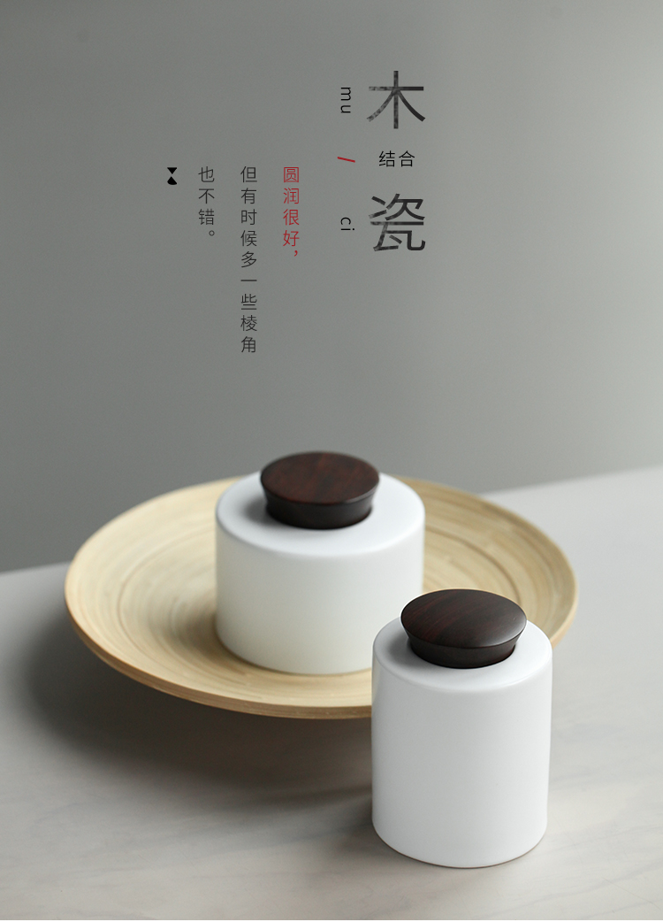 White porcelain ceramic seal caddy fixings receives fresh tea boxes portable travel wooden cover small jar tea boxes