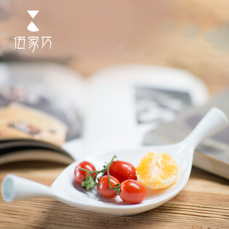 The Wu family fang xi heart tea tray to snack on northern wind ceramic snack plate of creative life Japanese dessert fruit bowl