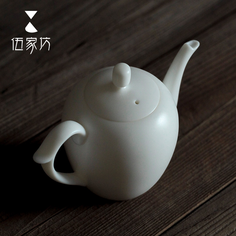 The Wu family fang white porcelain ceramic teapot manual single pot kung fu tea set suits for Chinese style household fancy teapot