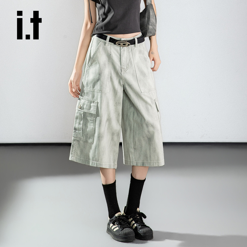 Chocoolate Workwear Multi-Pocket Wide-Leg Denim Pants for Women, Summer Thin Loose-Fitting Cropped Pants Chocoolate Workwear Multi-Pocket Wide-Leg Denim Pants for Women, Summer Thin Loose-Fitting Cropped Pants