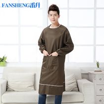 Pilgrimage pilgrimage big head long-sleeved apron waterproof and oil-proof coat anti-fouling apron anti-dirty belt sleeve