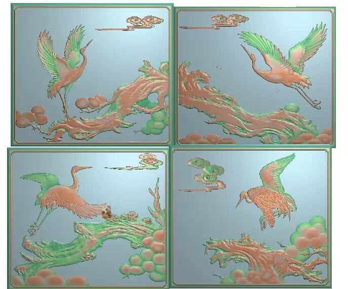 Gray Sculpture Gray figure Pine-statutory pine crane cabinet door door door door door door