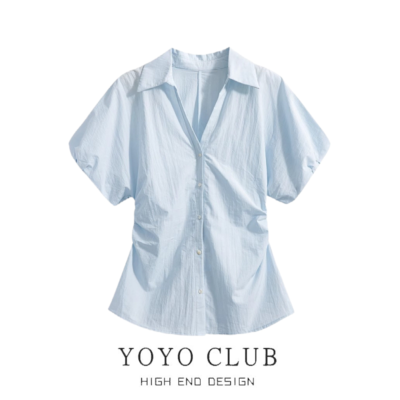 Brand Discount Summer New Korean Style Design Pleated Waist-Slimming Shirt for Women Plus Size Versatile Top Brand Discount Summer New Korean Style Design Pleated Waist-Slimming Shirt for Women Plus Size Versatile Top