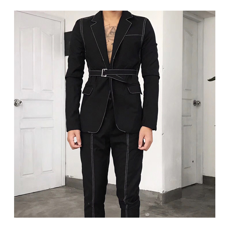 Bộ đồ vest nam giản dị Hàn Quốc giản dị hoang dã đẹp trai khoe khí chất xám chín quần xu hướng tự tu quần nam ống rộng